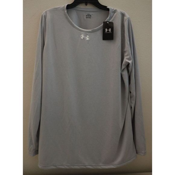 Under Armour 137685 Women Sz XL Mod Gray Light Heather/White Team Tech L/S Shirt - Picture 1 of 5